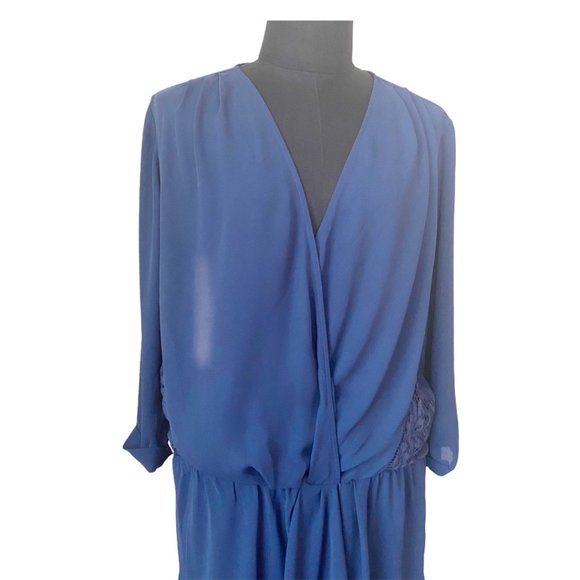 Heartloon Celine Blue Faux Wrap Lace Panel Dress - Picture 6 of 11